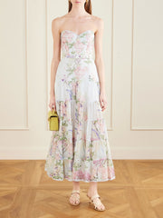 Danny belted floral-print cotton-blend voile midi dress