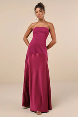 Compelling Style Plum Purple Strapless A-Line Maxi Dress