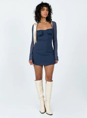 Dyer Sheer Sleeve Mini Dress Navy