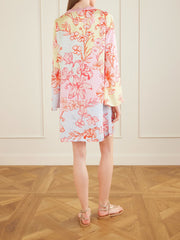 Elsa checked floral-print satin midi dress