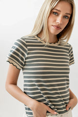 Walker Scalloped Top in Olive