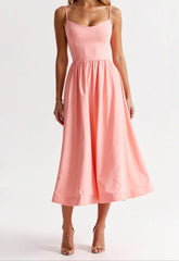 Wedding Guest Dress, Elegant Corset Midi Dress for Women - White, Light Blue, Pink, Purple