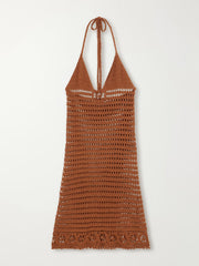 Cece crocheted organic-cotton halterneck midi dress