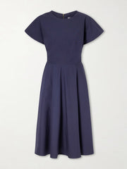 Buttercup pleated cotton-taffeta midi dress