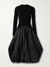 Kenlie ribbed-knit and taffeta midi dress
