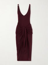 Knotted ribbed Lyocell midi dress