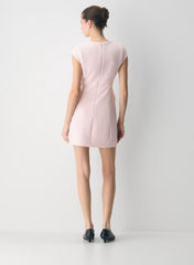 Crepe crewneck mini dress with cap sleeves
