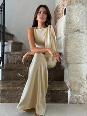 Off-white Maxi Dress with Knot