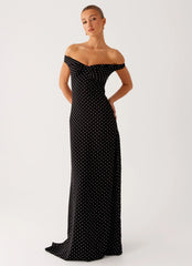 Melany Maxi Dress - Black Polka Dot