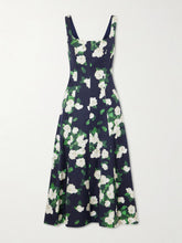 Floral-print faille midi dress