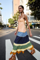 Multicolor Pleats Maxi Dress