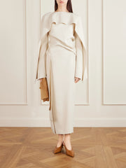 Yon scarf-detailed draped satin-crepe midi dress