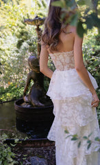 Floral Smocked Ruffle Maxi Dress In Cream