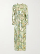Cut-out floral-print silk-blend lamé midi dress