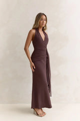 Run To You Halter Maxi Dress Brown