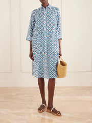 Beachwear Printed cotton and silk-blend midi dress