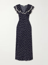 Bethea crochet-trimmed polka-dot crepe midi dress