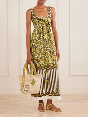 Mona printed hemp midi dress