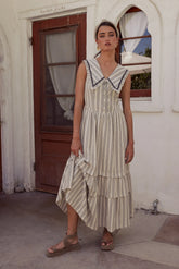 Miya Collared Midi Dress in Natural FINAL SALE
