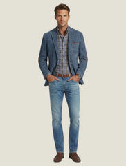 Men’s Tailored Blazer – Notched Lapel Design with Front Button Closure