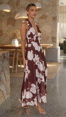 Skye Maxi Dress - Chocolate/White Floral