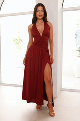 Harlow Halter Maxi Dress Wine