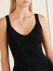 Wave ribbed-corset knitted midi dress