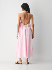 Linen halterneck maxi dress