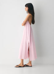 Linen halterneck maxi dress