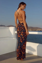 Brigette Cowl Cross Back Maxi Dress Valina Orange