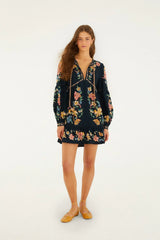 Dark Blue Maira Floral Mini Dress