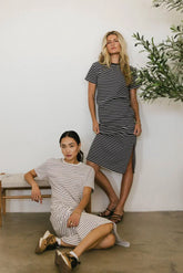 Hudson Striped T Shirt Dress in Black FINAL SALE