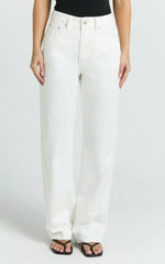 Abbie Jeans - Mid Rise Straight Leg Recycled Denim Jeans in Ecru