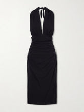 Halterneck backless silk-blend midi dress