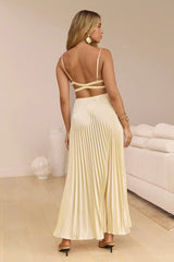 Ray Of Sunlight Plisse Satin Maxi Dress Yellow
