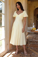 Force of Habit Midi Dress Yellow