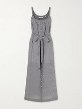 Nevita belted checked organic cotton midi dress