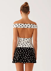 Rylie Top - White Polka Dot