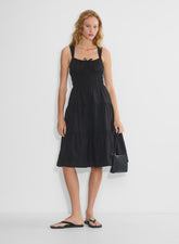 Cotton poplin tiered midi dress