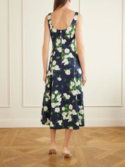 Floral-print faille midi dress