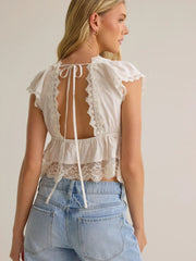 Bella Lace Trim Babydoll Top