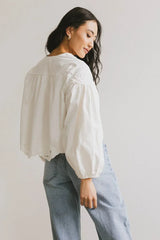 Violet Embroidered Blouse in White FINAL SALE
