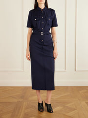 Police belted pleated midi dress