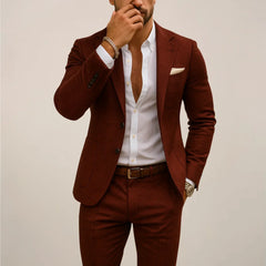 Warm Tones Two-Piece Suit – Lightweight Tailored Fit
