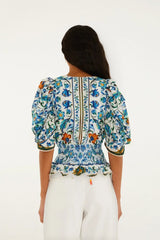 Off-White Flora Tile Smocked Blouse