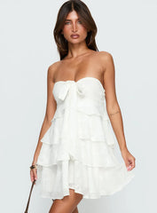 Kalari Strapless Layered Mini Dress White