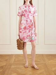 Chima floral-print tie-detailed woven midi dress