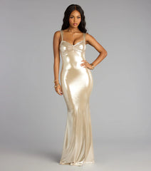 Gwyneth Metallic Open Back Mermaid Dress