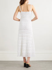 Embellished open-knit cotton and silk-blend midi dress