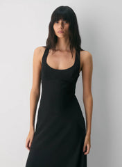 Drapey satin bustier maxi dress with low back